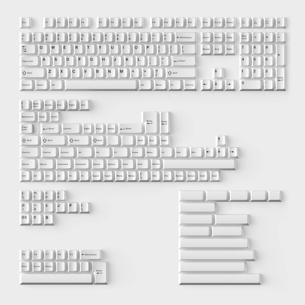 Cherry Profile Double - Shot PBT Set completo Keycaps - Nero su bianco - Fiocco