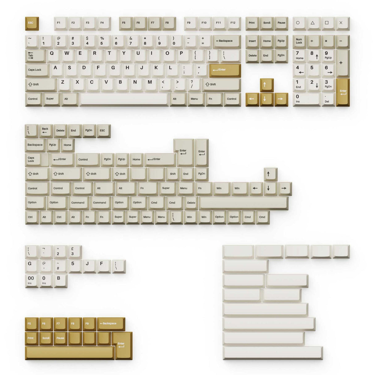 Profilo di ciliegia Double-Shot PBT Tastiera completa - Camel