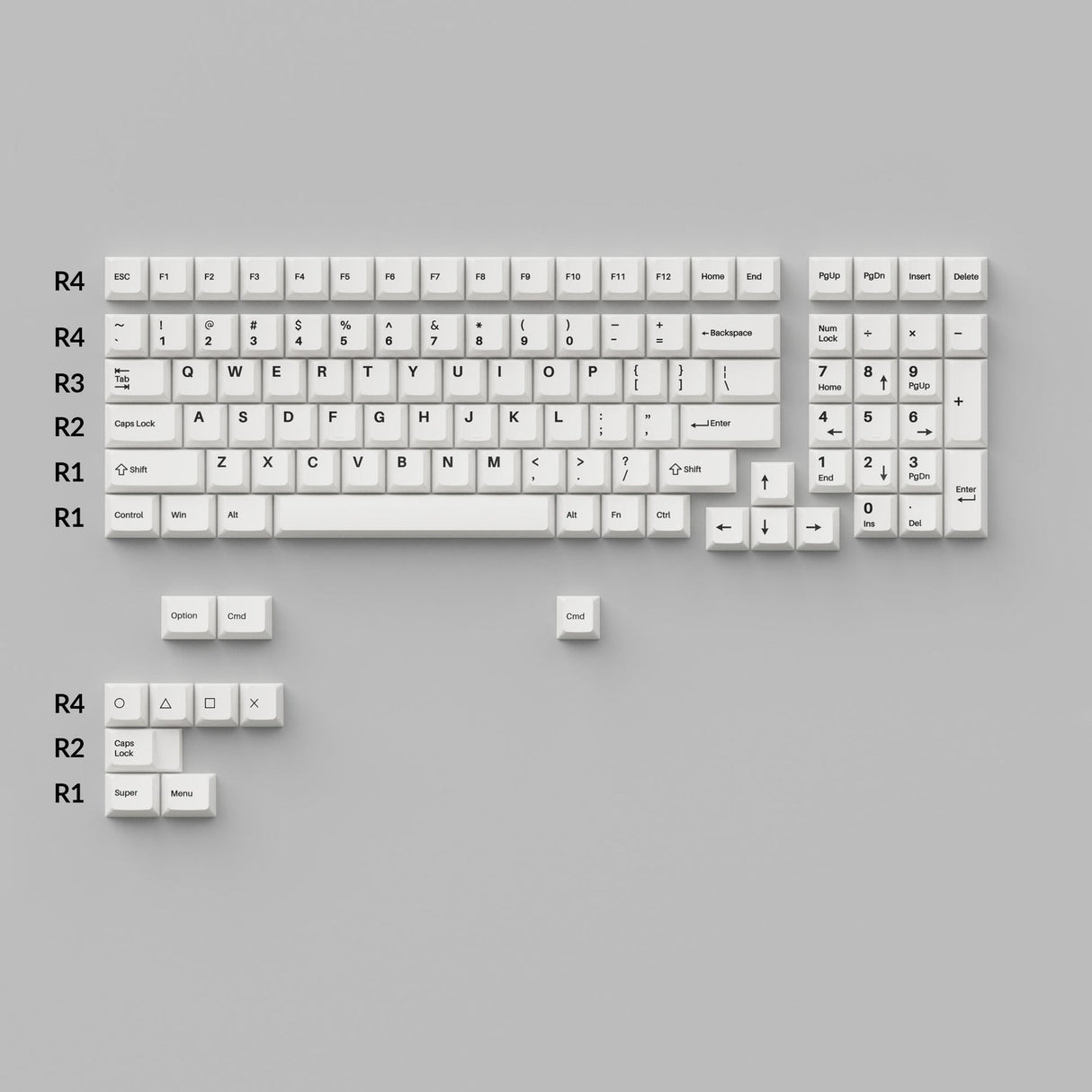 Cherry Profile Double - Shot PBT Set completo Keycaps - Nero su bianco - Fiocco
