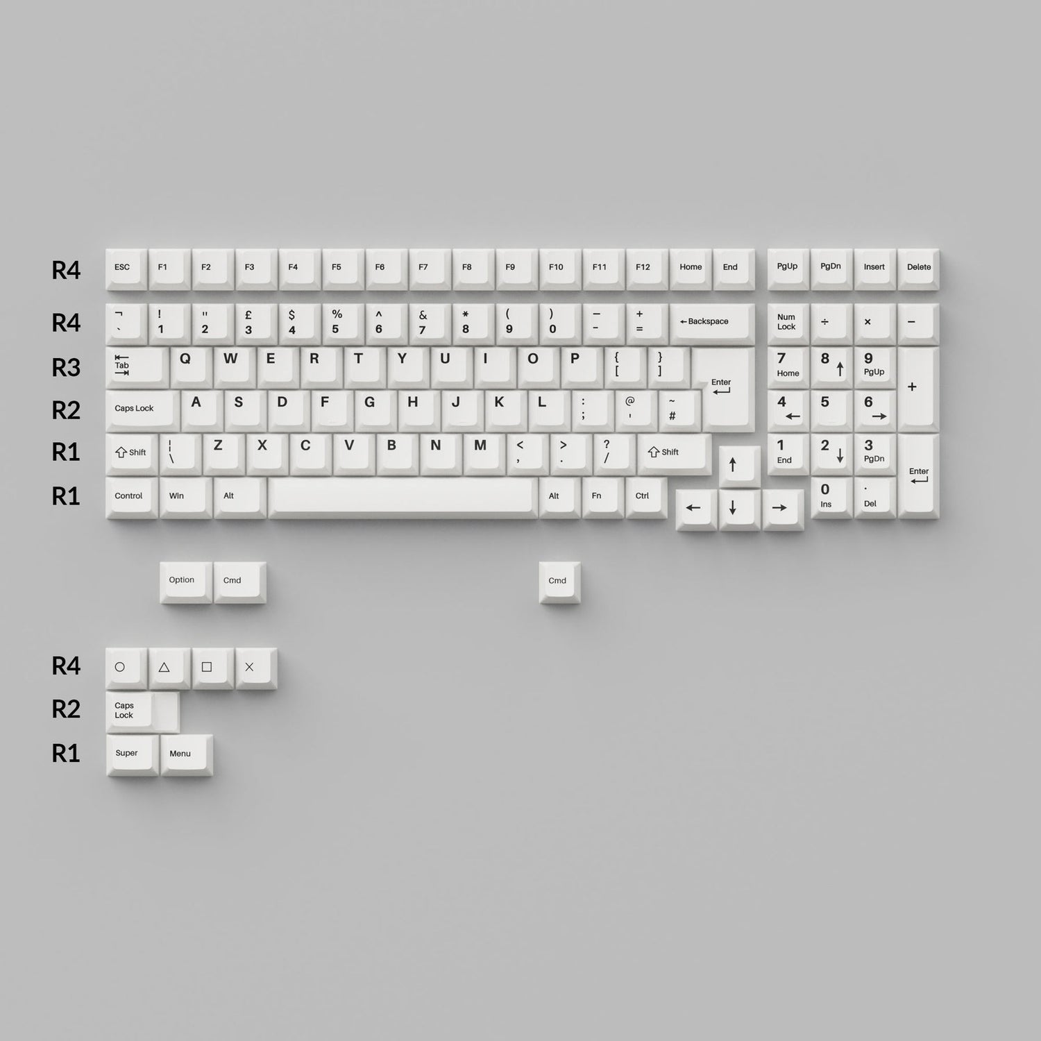 Cherry Profile Double - Shot PBT Set completo Keycaps - Nero su bianco - Fiocco
