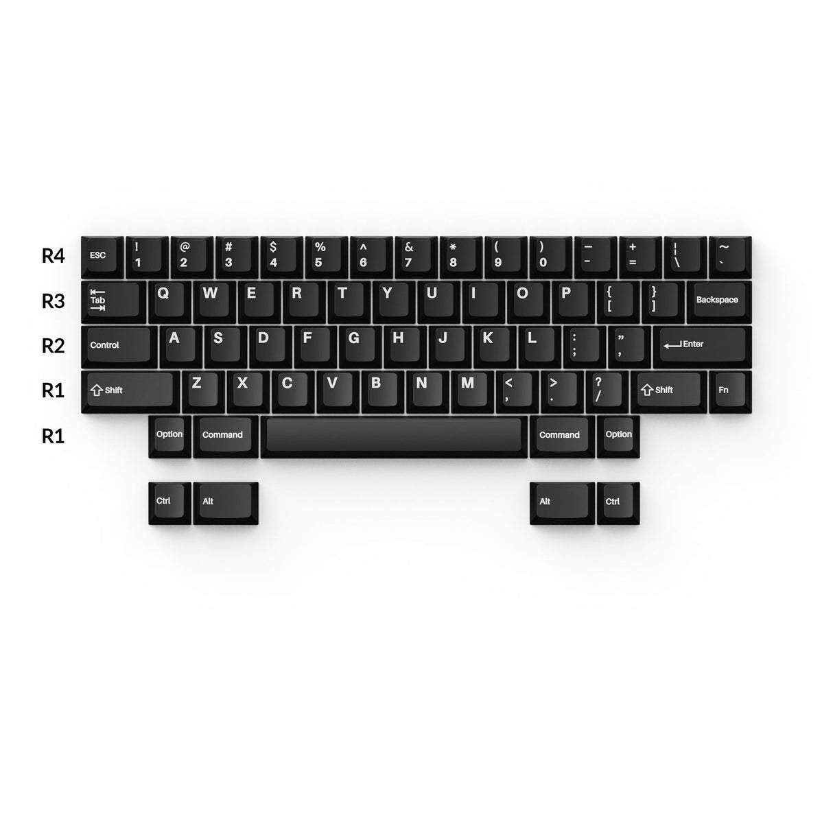 Cherry Profile Double - Shot PBT Set completo Keycaps - Bianco su nero - Wob