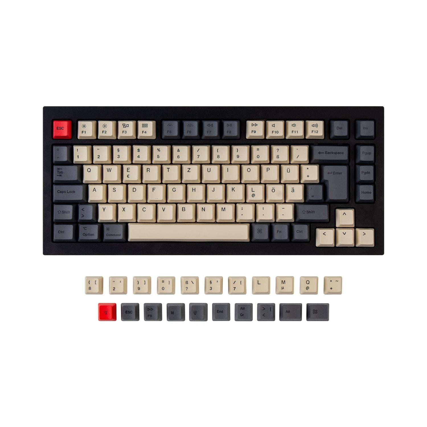 Set copritasti PBT OEM Dye-Sub ISO Q1 e K2 - Carbonio
