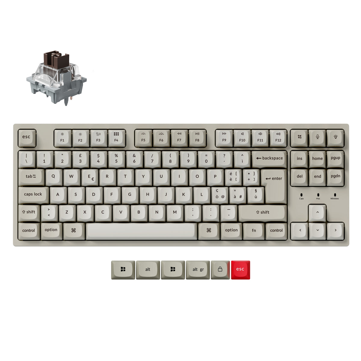 Tastiera meccanica personalizzata Keychron C1 Pro 8K QMK cablata, collezione con layout ISO