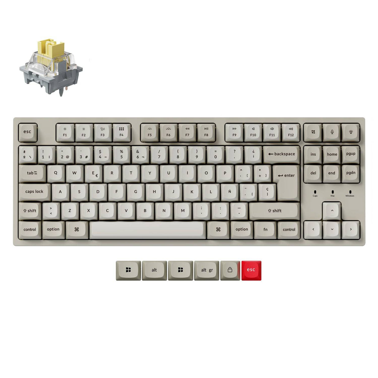 Tastiera meccanica personalizzata Keychron C1 Pro 8K QMK cablata, collezione con layout ISO
