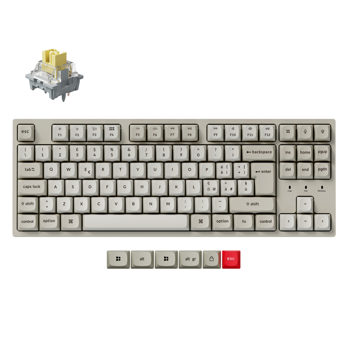 Tastiera meccanica personalizzata Keychron C1 Pro 8K QMK cablata, collezione con layout ISO