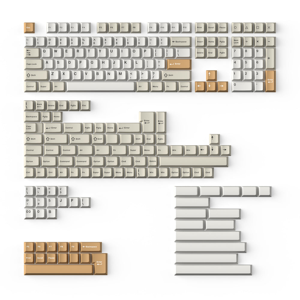 Profilo di ciliegia Double-Shot PBT Tastiera completa - Camel