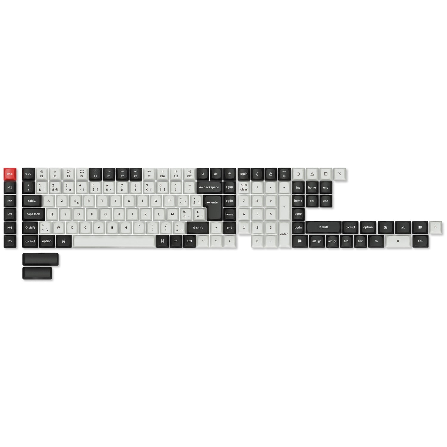 ISO Layout Dye-Sub PBT Full Keycap Set - Black and White
