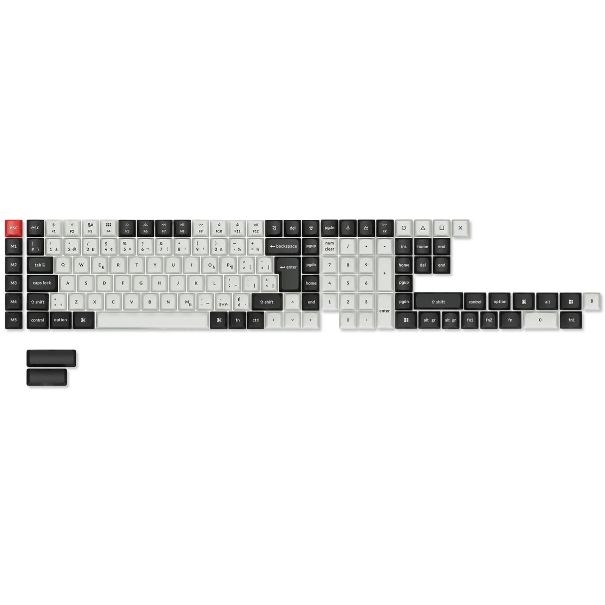 ISO Layout Dye-Sub PBT Full Keycap Set - Black and White