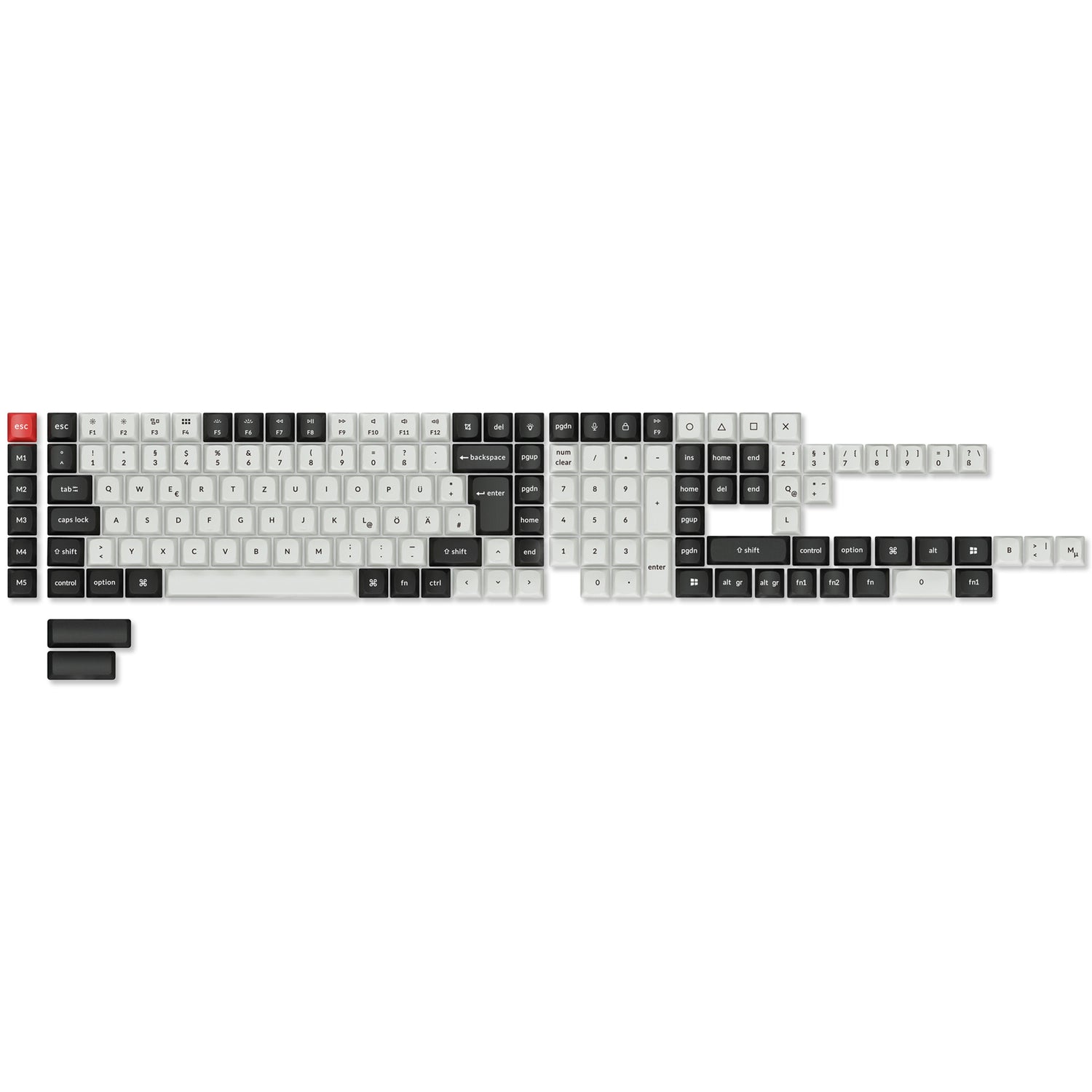 ISO Layout Dye-Sub PBT Full Keycap Set - Black and White