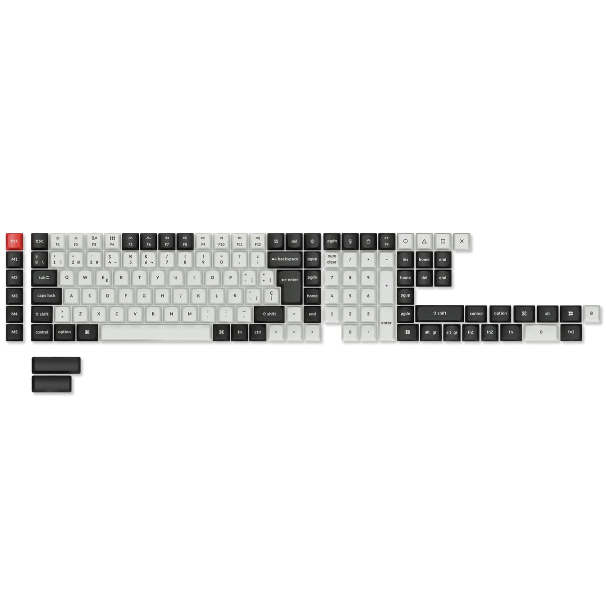 ISO Layout Dye-Sub PBT Full Keycap Set - Black and White