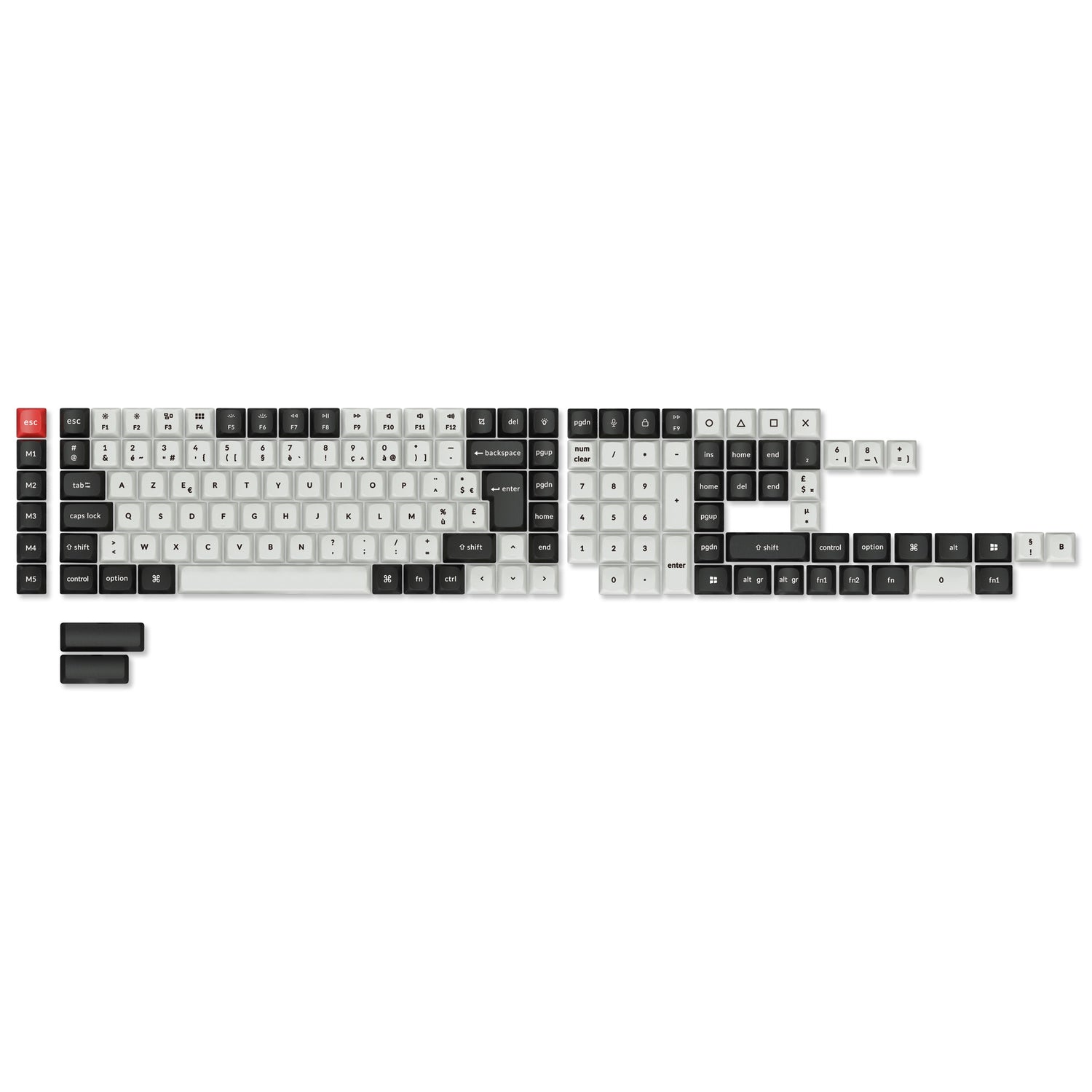 ISO Layout Dye-Sub PBT Full Keycap Set - Black and White