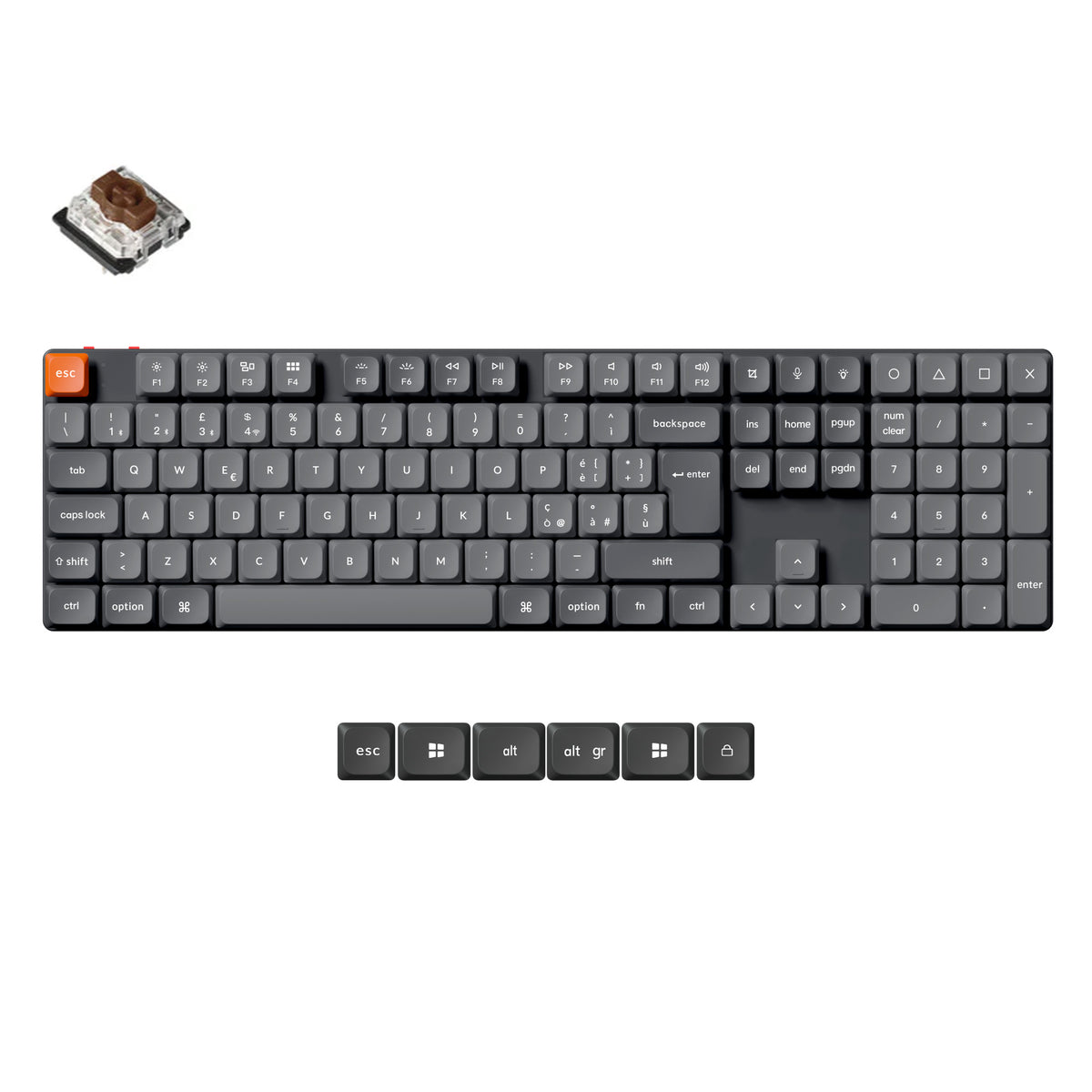 Raccolta di tastiere meccaniche personalizzate wireless QMK Keychron K5 Max con layout ISO
