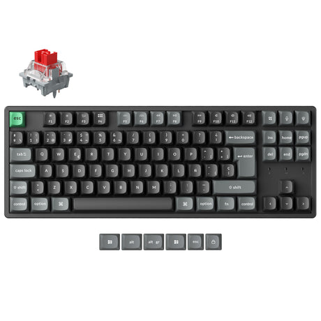 Mechanical keyboard with a switch on a white background