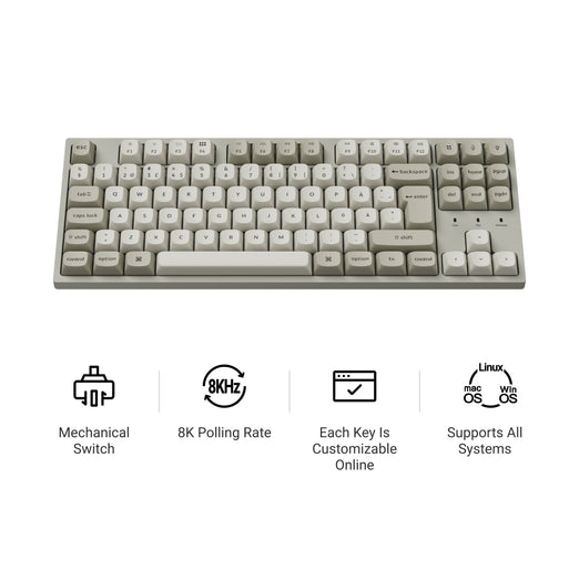 Tastiera meccanica personalizzata Keychron C1 Pro 8K QMK cablata, collezione con layout ISO