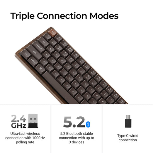 Keychron K3 Max QMK Wireless Custom Mechanical Keyboard - All-Wood Special Edition