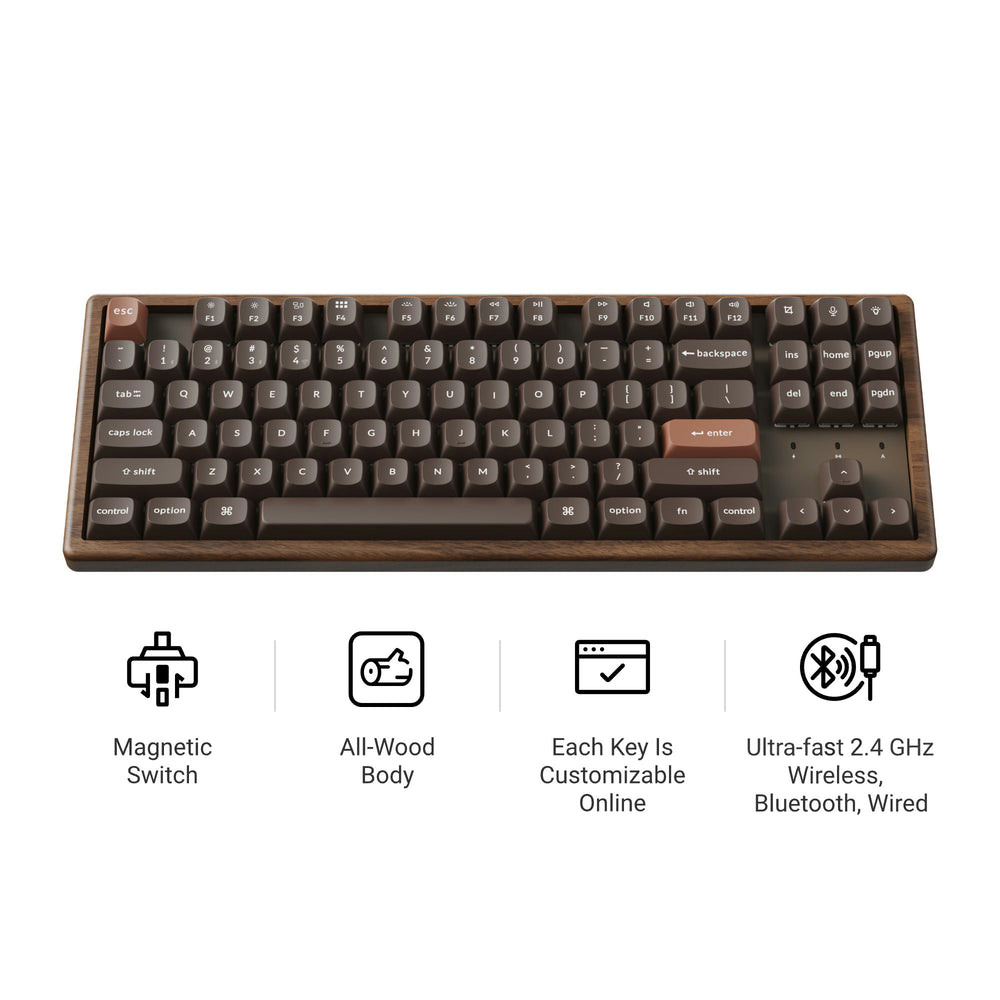 Tastiera custom wireless Keychron K8 HE con switch magnetici - Edizione speciale interamente in legno