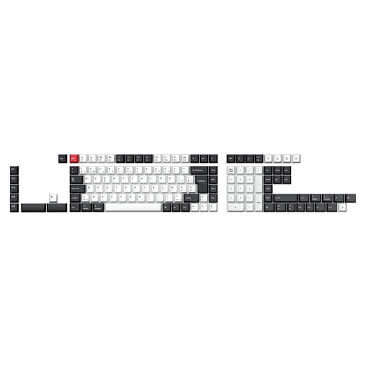Set completo di keycap PBT dye-sub con profilo Cherry e layout ISO - nero e bianco