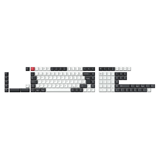 Set completo di keycap PBT dye-sub con profilo Cherry e layout ISO - nero e bianco