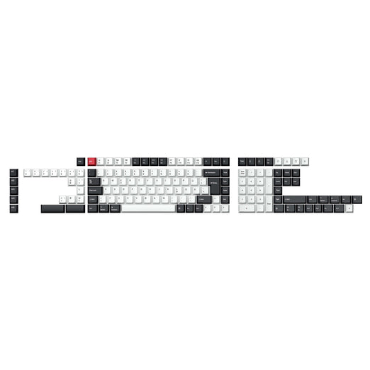 Set completo di keycap PBT dye-sub con profilo Cherry e layout ISO - nero e bianco