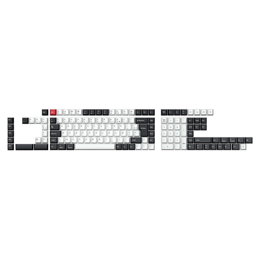 Set completo di keycap PBT dye-sub con profilo Cherry e layout ISO - nero e bianco