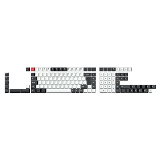 Set completo di keycap PBT dye-sub con profilo Cherry e layout ISO - nero e bianco