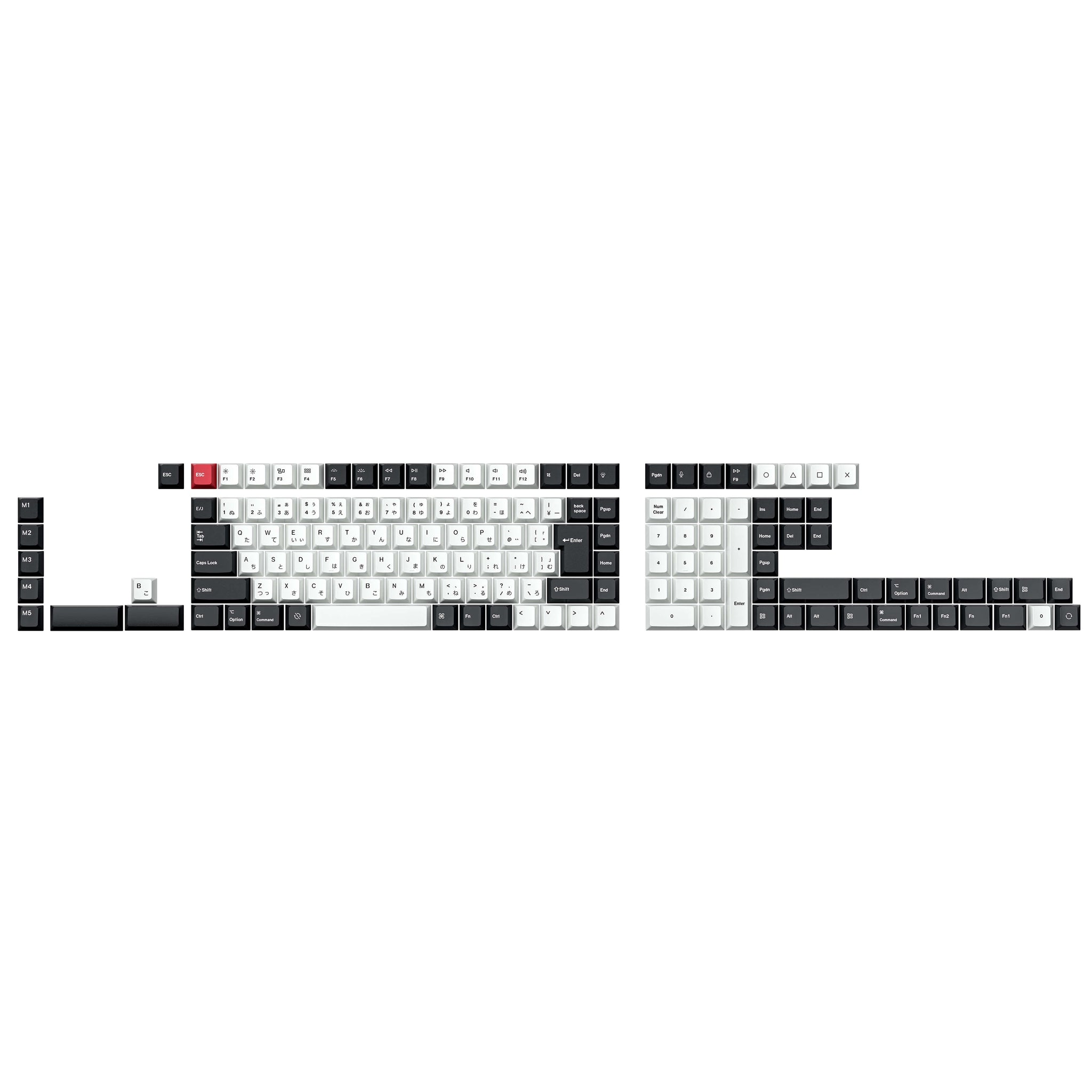 ISO Layout Cherry Profile Dye-Sub PBT Full Keycap Set - Black and White