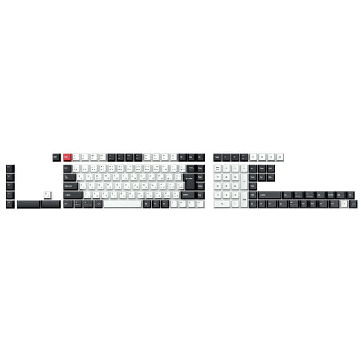 Set completo di keycap PBT dye-sub con profilo Cherry e layout ISO - nero e bianco