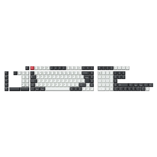 Set completo di keycap PBT dye-sub con profilo Cherry e layout ISO - nero e bianco