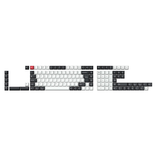 Set completo di keycap PBT dye-sub con profilo Cherry e layout ISO - nero e bianco