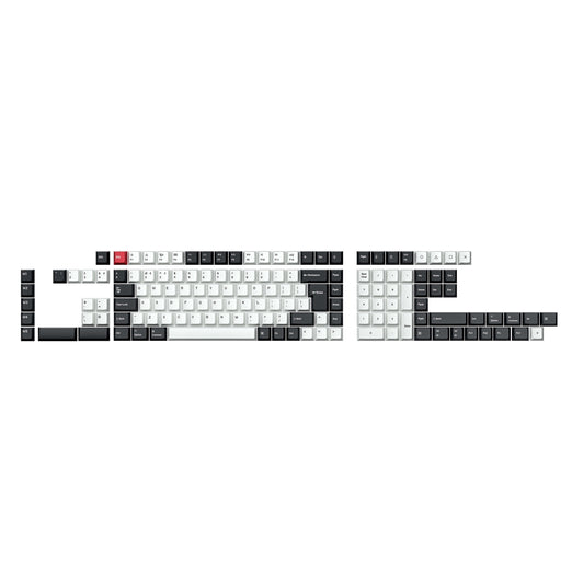 Set completo di keycap PBT dye-sub con profilo Cherry e layout ISO - nero e bianco