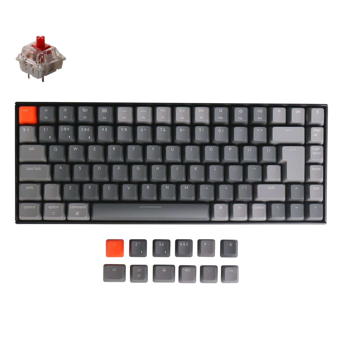 Keychron K2 Wireless Mechanical Keyboard (UK ISO Layout) - Keychron | Wireless Mechanical Keyboards for Mac Windows White Backlight RGB Backlit Gateron Mechanical Red Switch