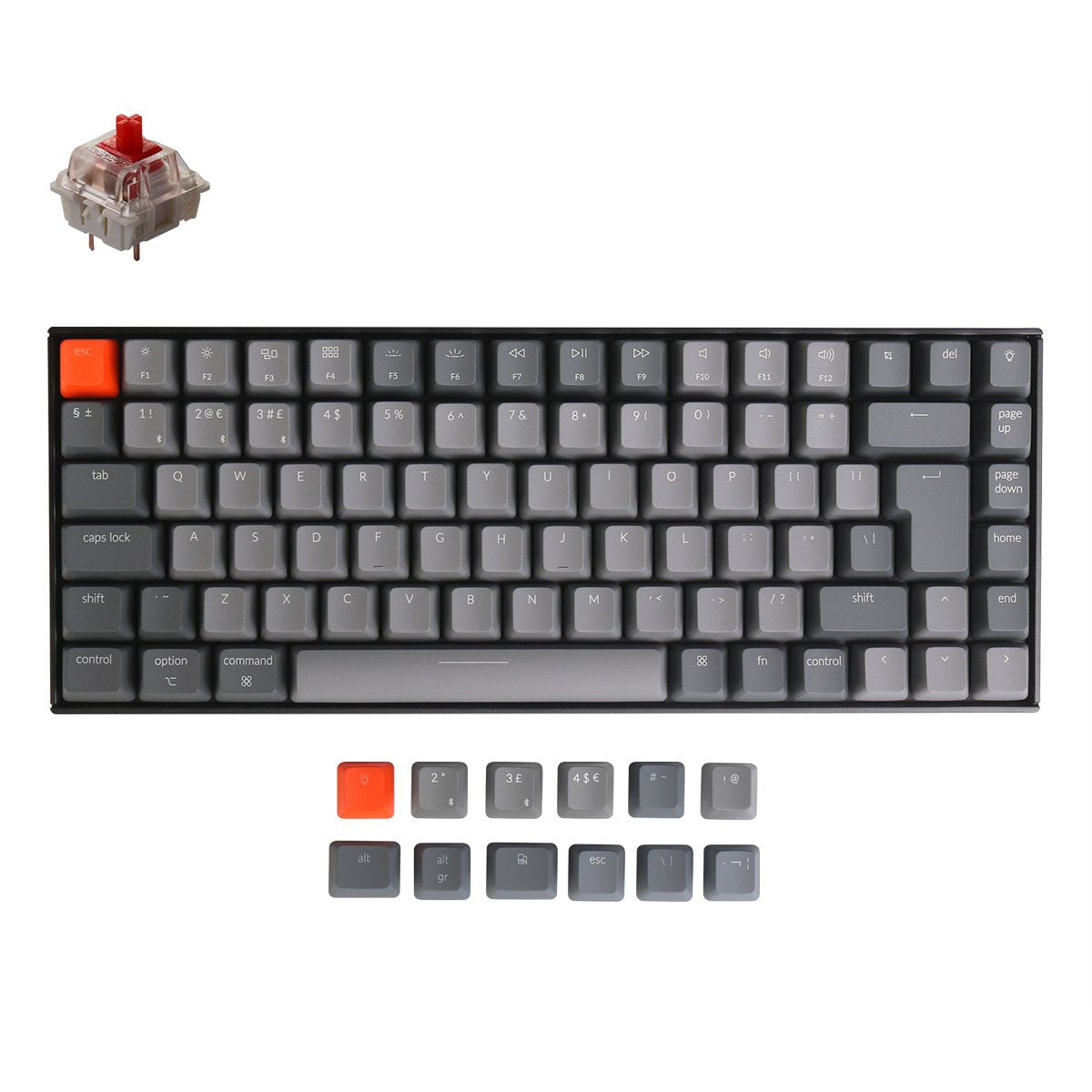 Keychron K2 Wireless Mechanical Keyboard (UK ISO Layout) - Keychron | Wireless Mechanical Keyboards for Mac Windows White Backlight RGB Backlit Gateron Mechanical Red Switch