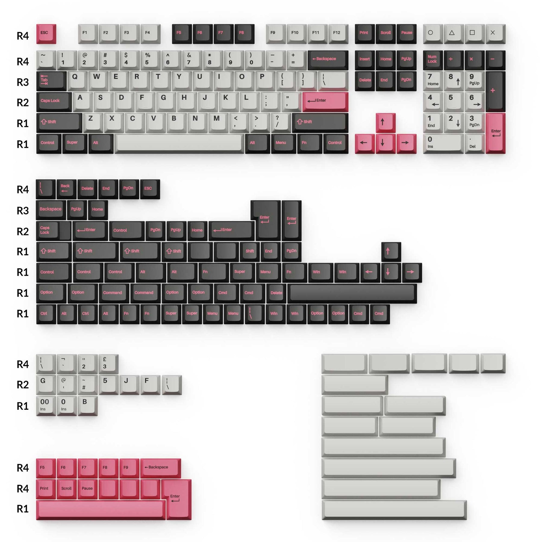 Cherry Profile Double-Shot PBT Full Set Keycaps - Dolch Pink
