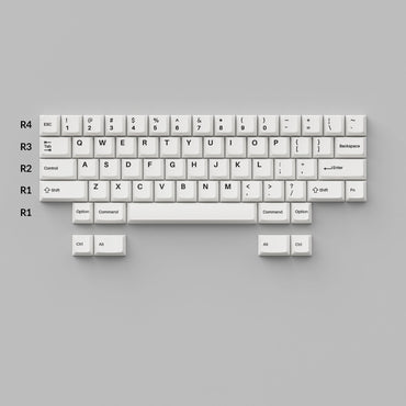 Cherry Profile Double - Shot PBT Full Set Keycaps - Black on White - Bow