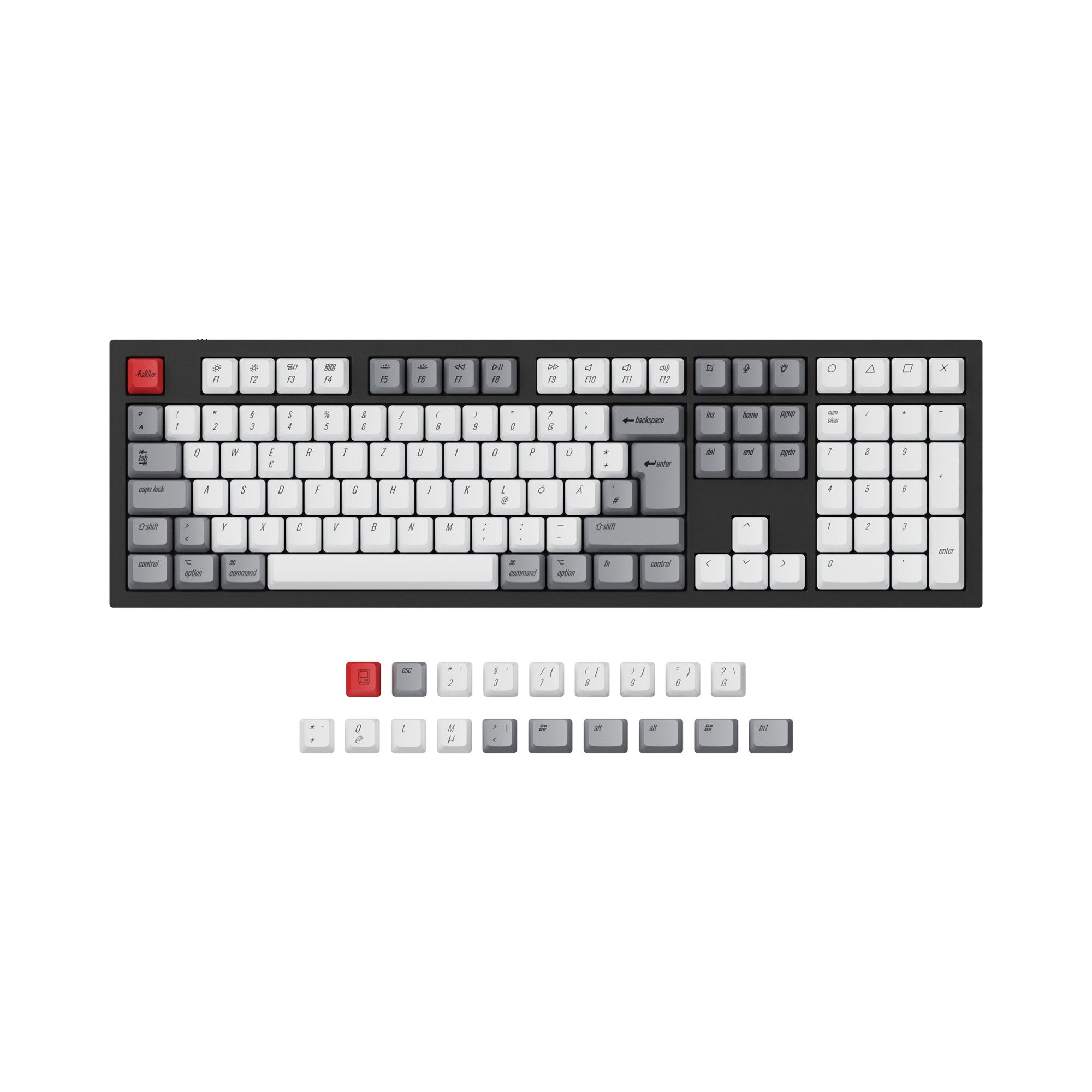 ISO ANSI OEM Dye Sub PBT German DE Layout Keycap Set Retro Color For Q3 Q4 Q6 K8 Keyboard
