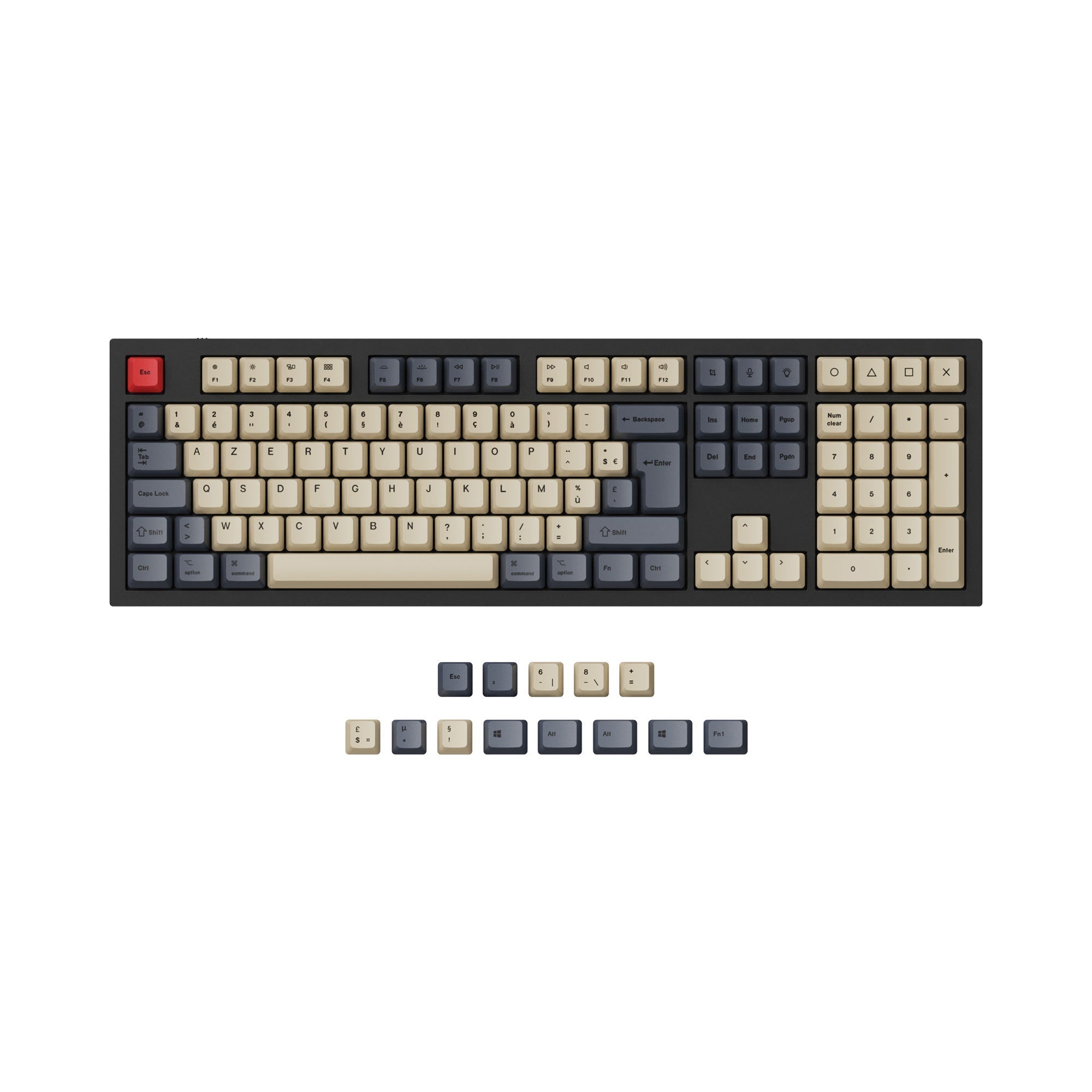 ISO ANSI OEM Dye-Sub PBT Keycap Set Carbon Color French Layout For Q3 Q4 Q6 K8 Keyboard