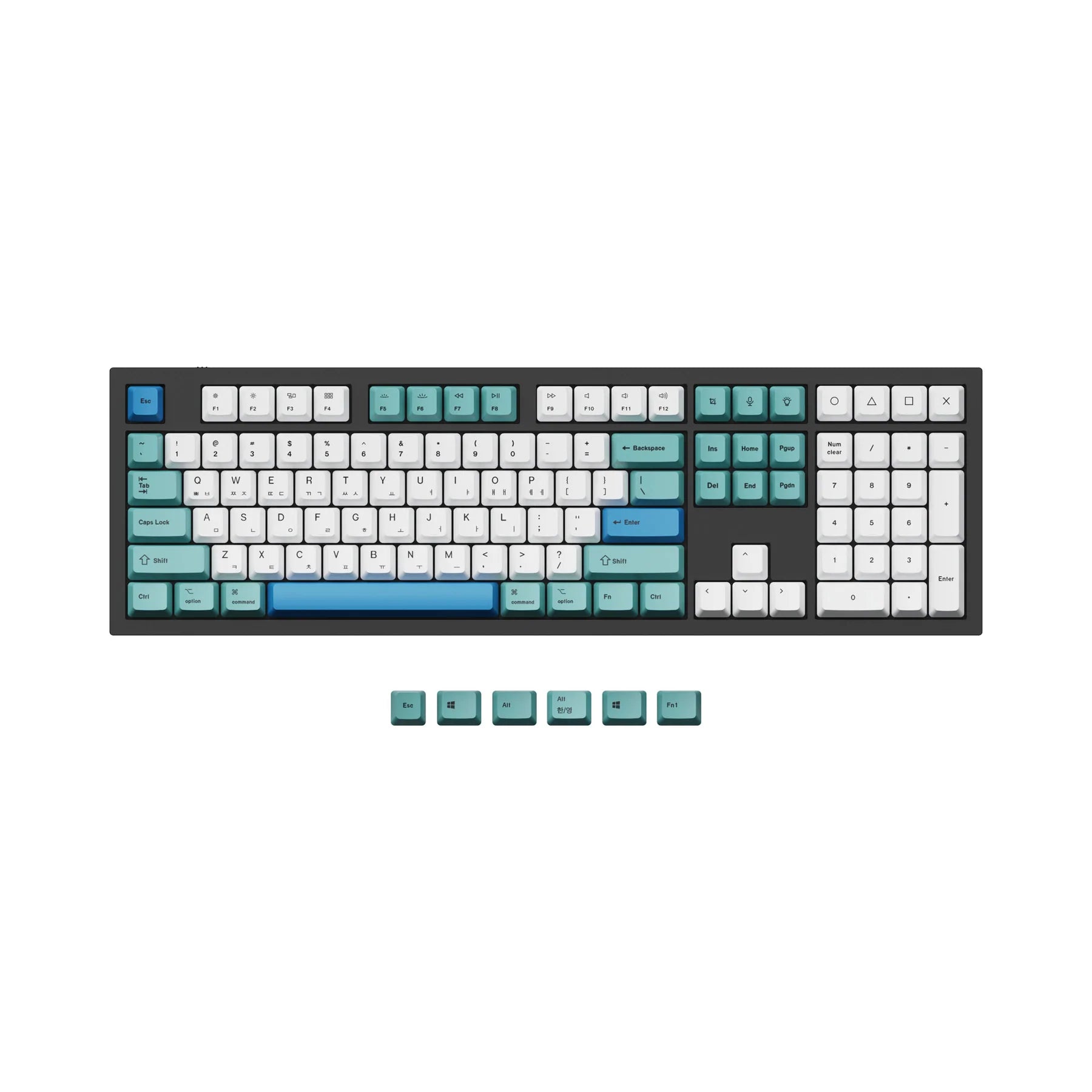 Set copritasti PBT con substrato di colorante OEM ISO e ANSI Q3 e Q4 e Q6 e K8 - Iceberg 