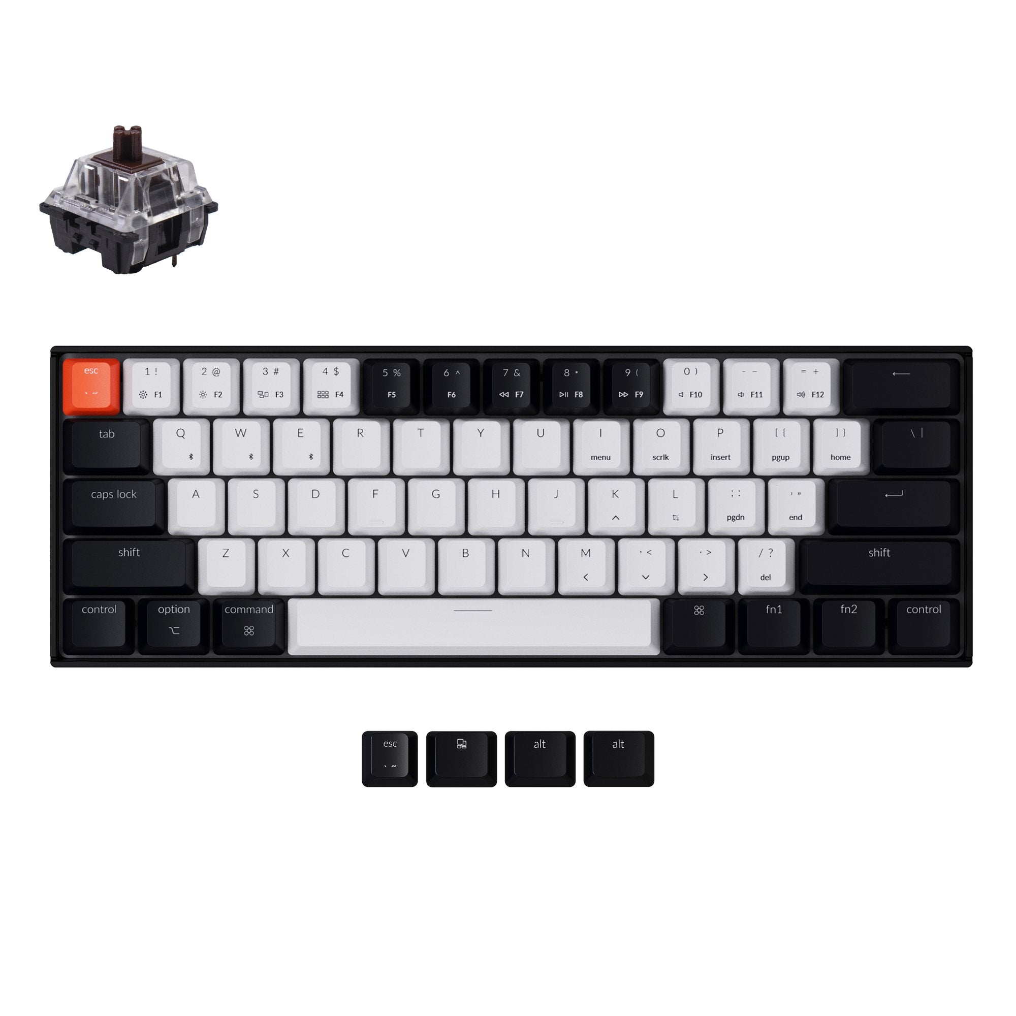 Keychron K12 60% compact wireless mechanical keyboard Non-backlit version for Mac and Windows Keychron Mechanical switch brown