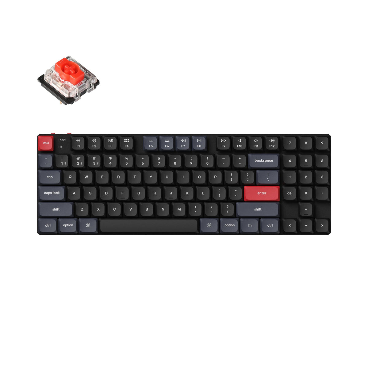 Set Di 114 Copritasti Per Tastiera Meccanica - Profilo Cherry, Materiale PC Trasparente Nero, Stampa UV, Compatibile Con Switch Cherry MX