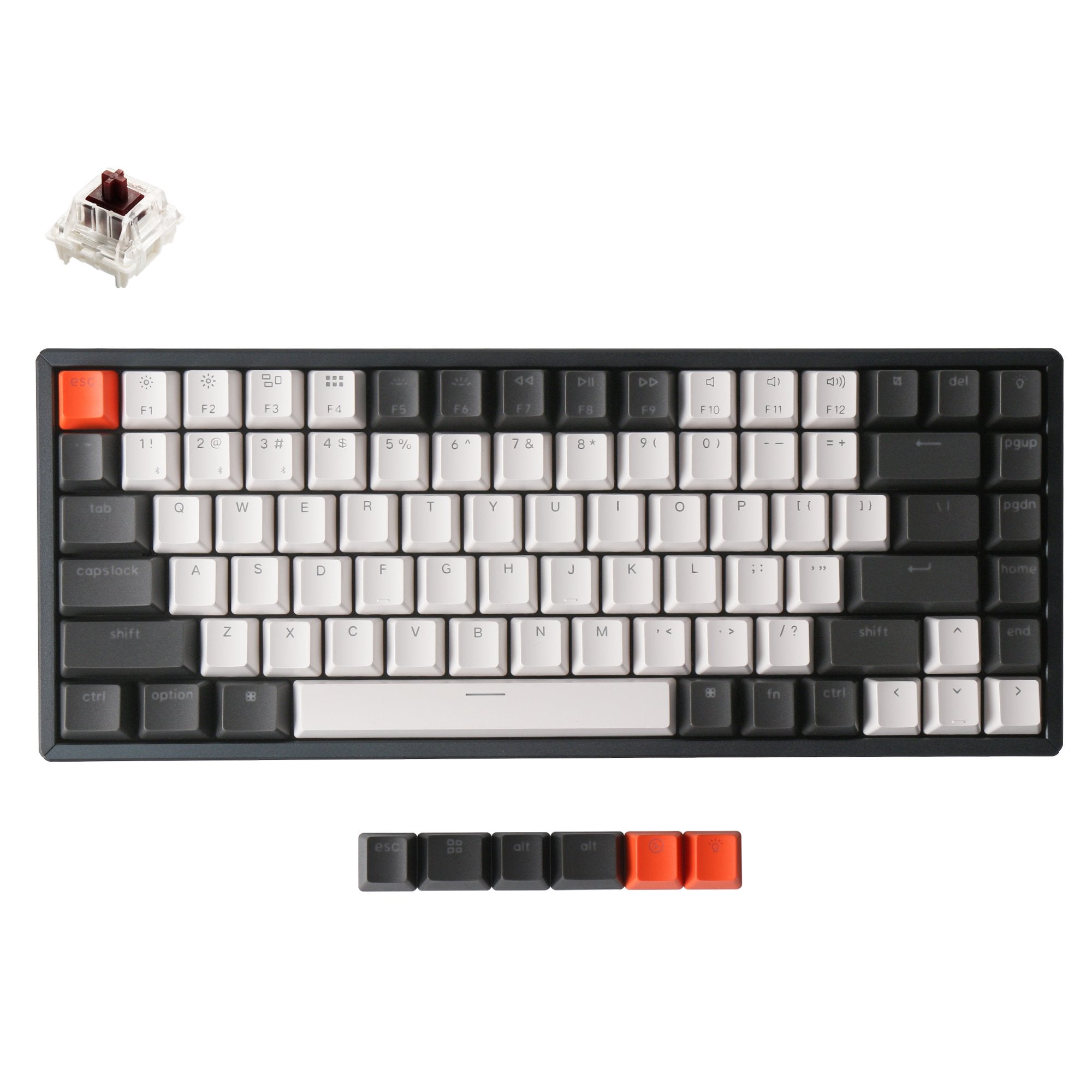 Keychron K2 hot-swappable wireless mechanical keyboard for Mac Windows iOS Gateron switch brown with type-C RGB white backlight aluminum frame