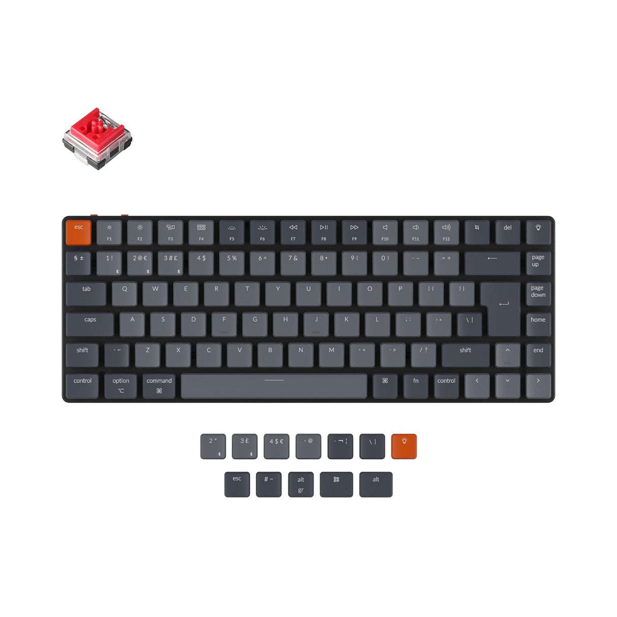 Keychron K3 ultra slim Hot swappable wireless mechanical keyboard Mac Windows iOS Android White backlight aluminum frame low profile Keychron Optical switch red uk iso layout