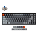 Keychron K6 65 percent compact wireless mechanical keyboard for Mac Windows iPad tablet UK ISO layout Gateron mechanical blue switch with RGB backlight with aluminum frame and hot-swappable