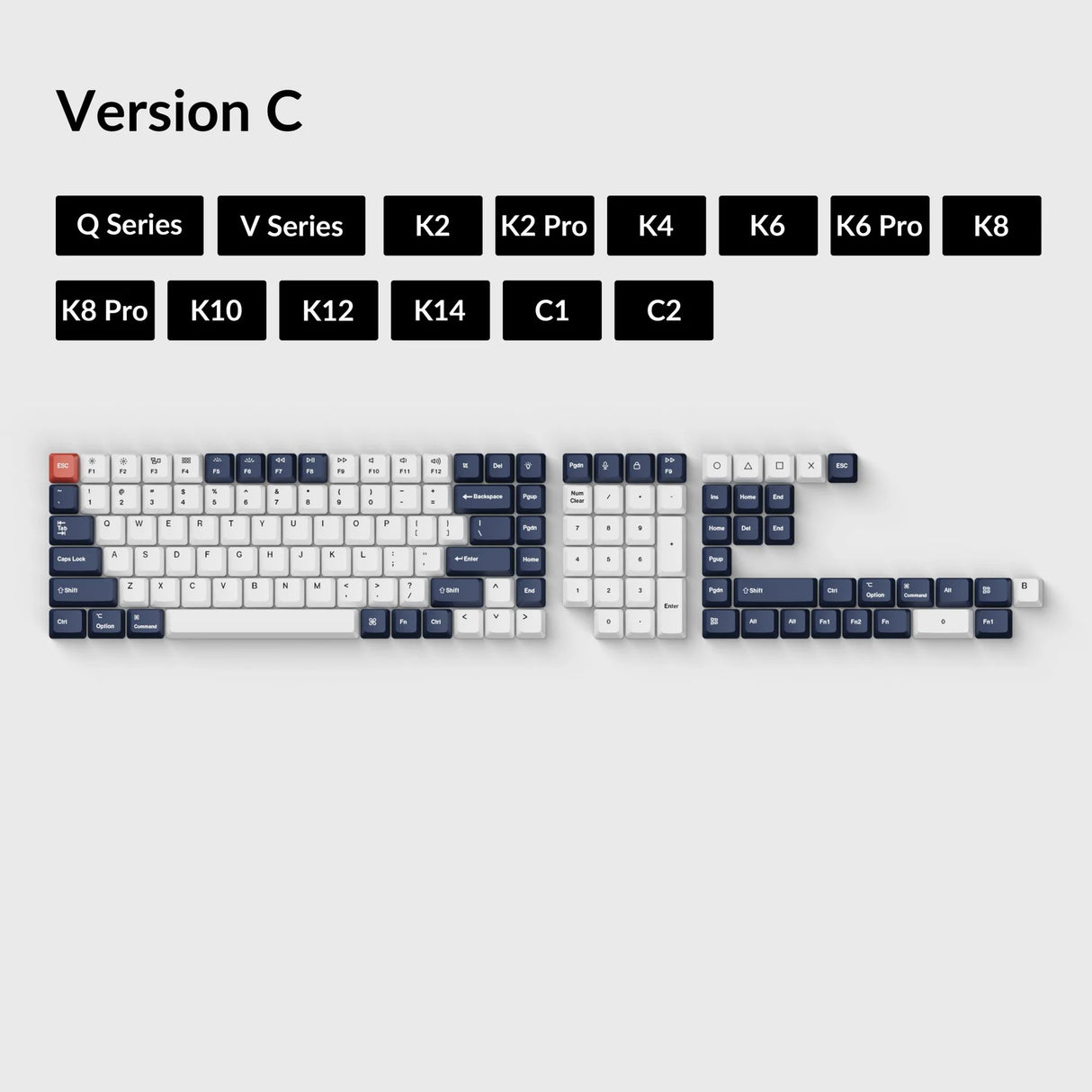 Set copritasti PBT colorante OEM - bianco e nero bluastro 