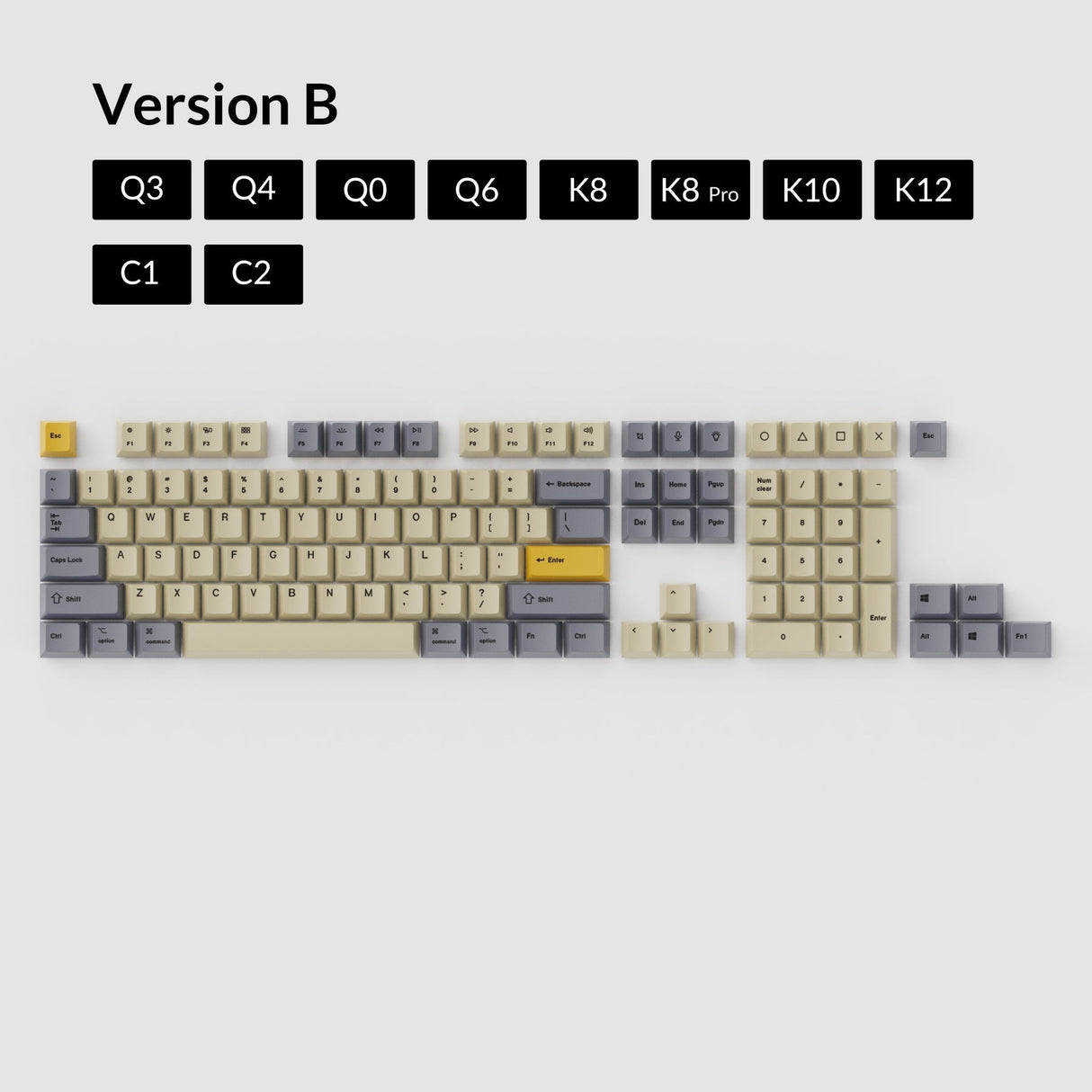 Set copritasti PBT colorante OEM - grigio grano 