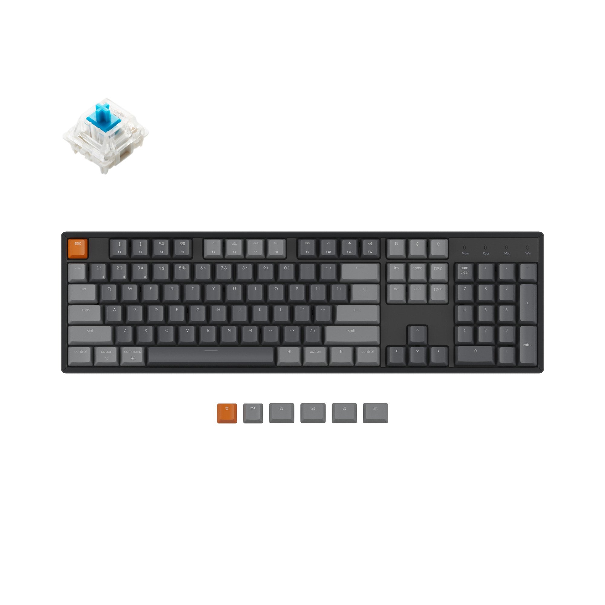 Keychron K10 Wireless mechanical keyboard has included keycaps for both Windows and macOS, and users can hotswap every switch in seconds with the hot-swappable version.