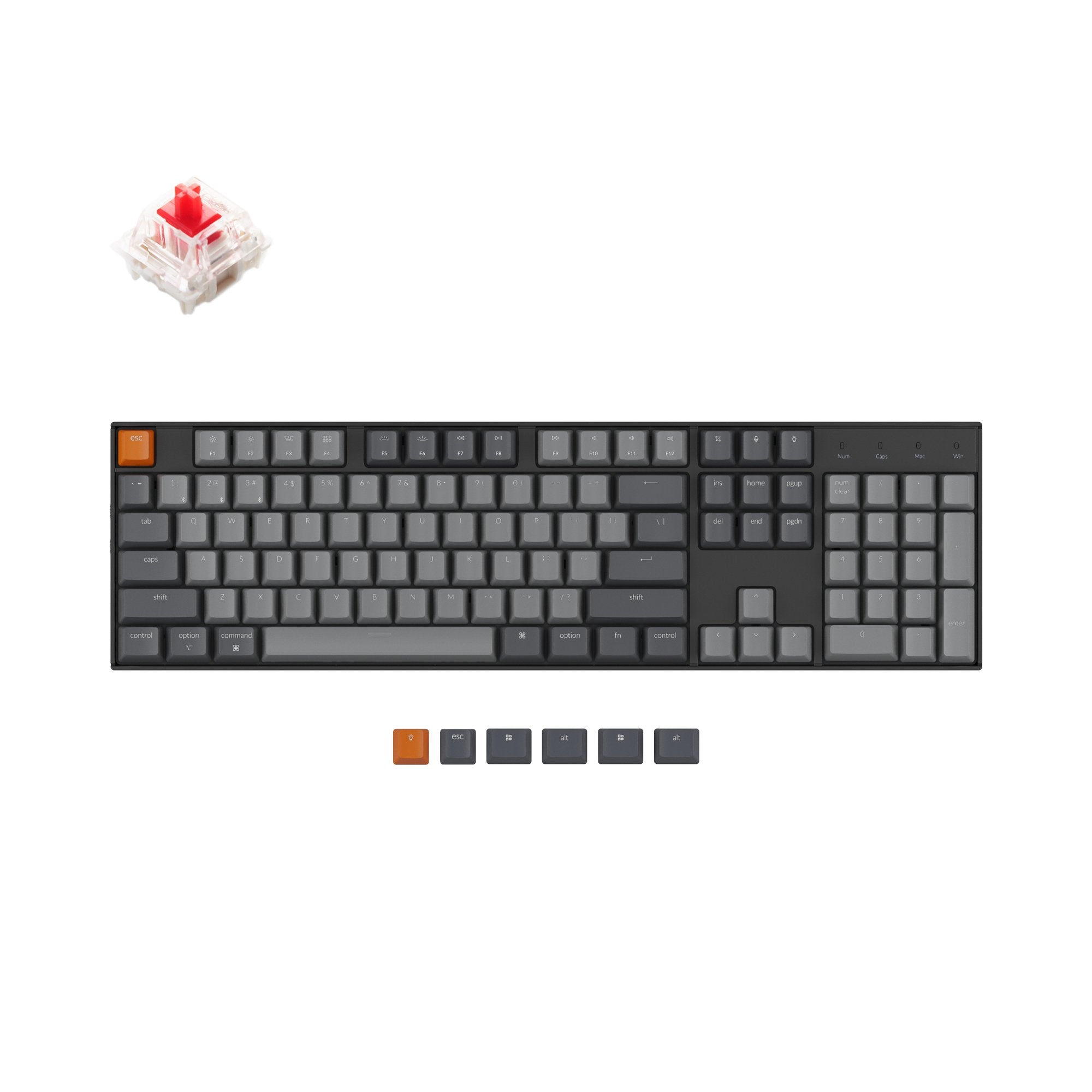 Keychron K10 Wireless mechanical keyboard has included keycaps for both Windows and macOS, and users can hotswap every switch in seconds with the hot-swappable version.
