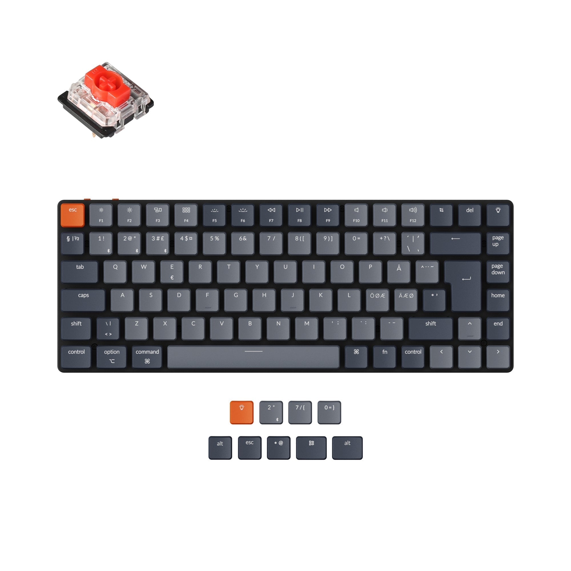 keychron k3 nordic iso layout wireless ultra slim mechanical keyboard low profile gateron red switch for mac windows